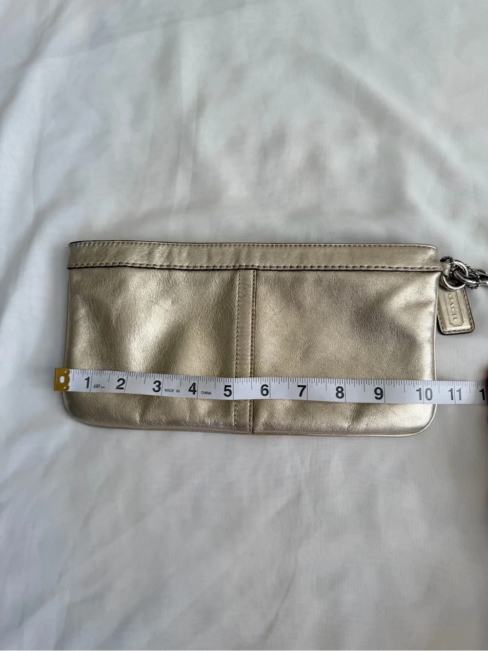 Coach Metallic Leather Wristlet Clutch - Gold